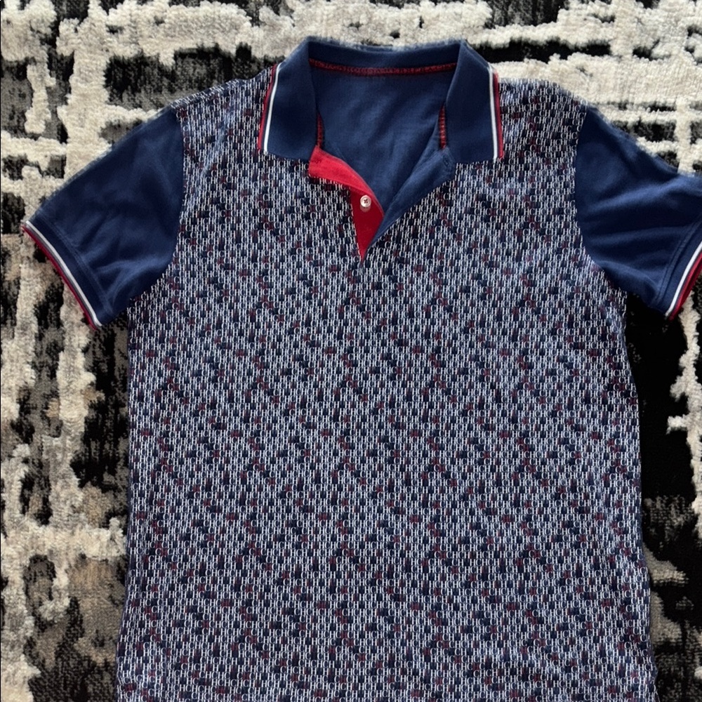 Carolina Herrera Navy and Red Men's Shirt
